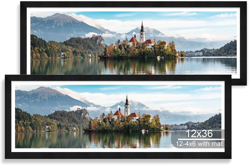 12X36 Picture Frame 2 Packs, Real Glass and Rustic Brown Wood