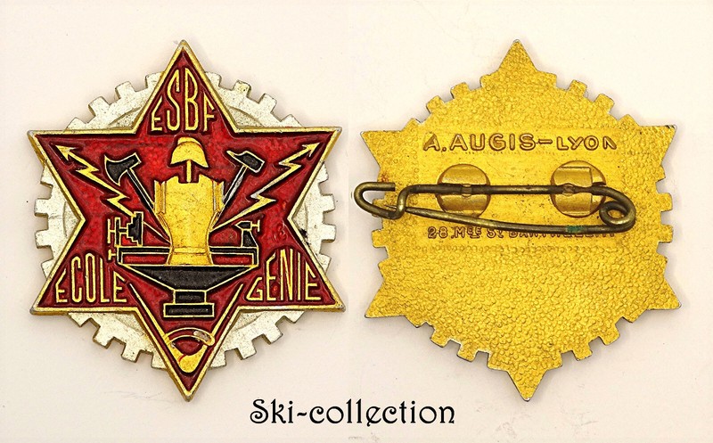 Insigne Esbf Ecole SpéCialistes Bois Et Fer Du GéNie. France, 1945. Augis, Alu