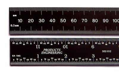 USA PEC Machinist Ruler 12'' 300mm SAE/Metric E/M Rigid Black Chrome