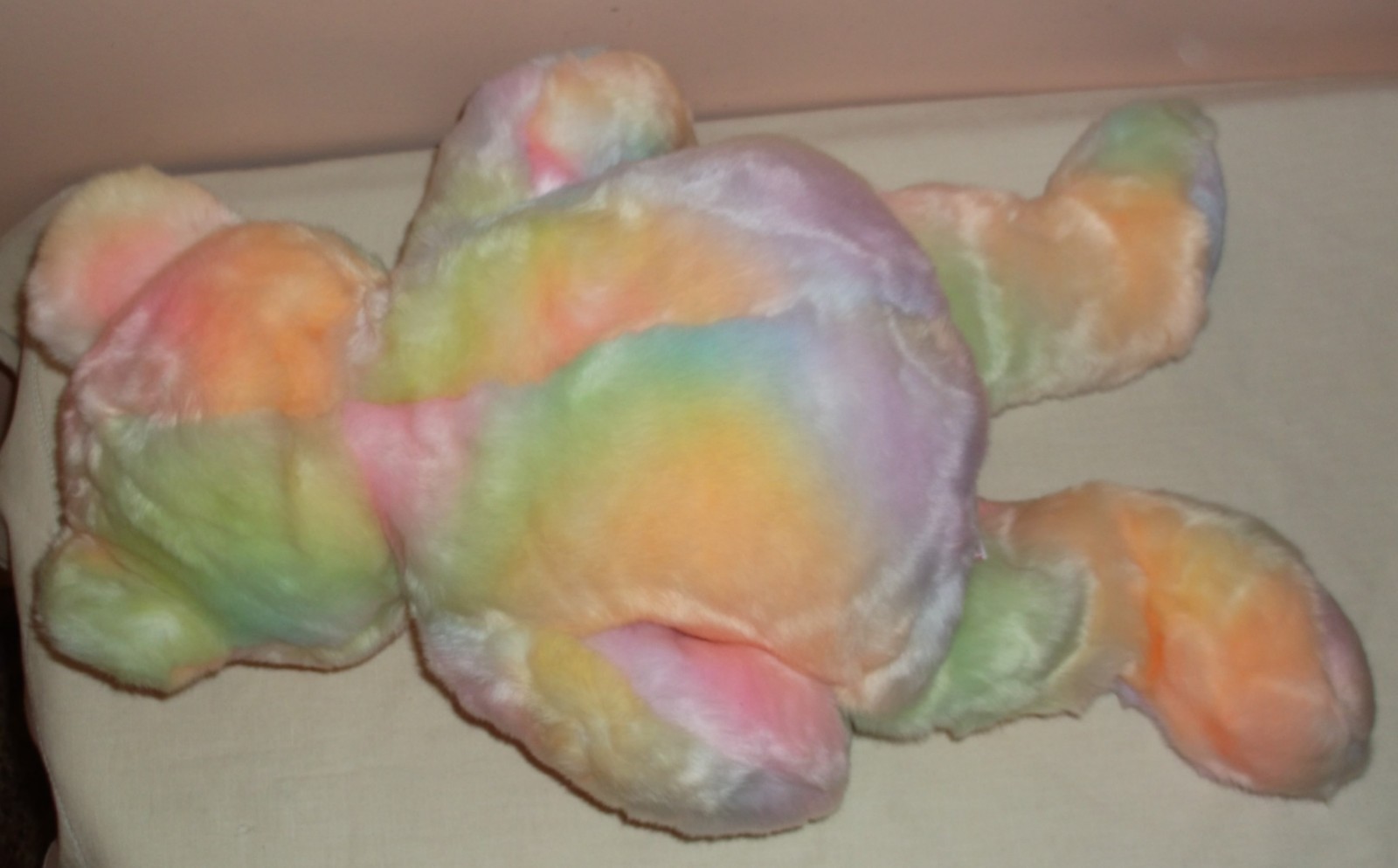 ADORABLE SUPER SOFT TY BEANIE BUDDY LARGE PEACE BEAR Pastel Tie-Dyed 1999 NWT