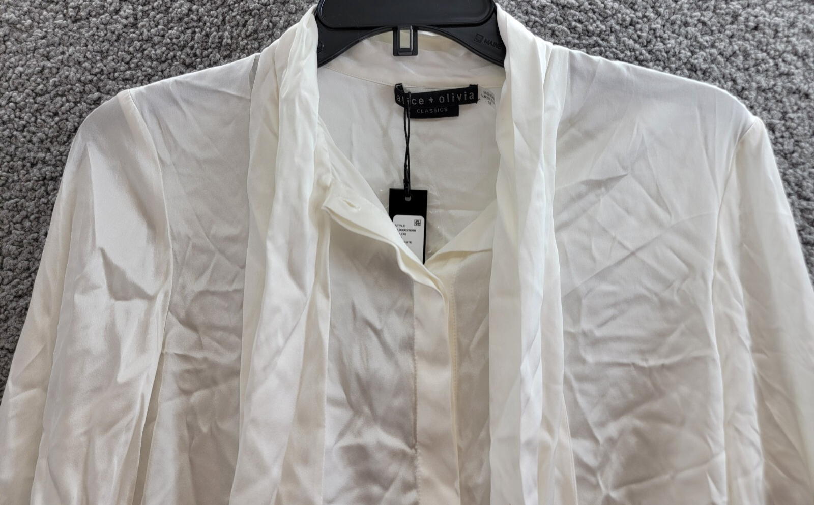 Alice + Olivia Lloyd Stretch Blouse Women's S Off White Round Neck Long Sleeves~ - Picture 3 of 20