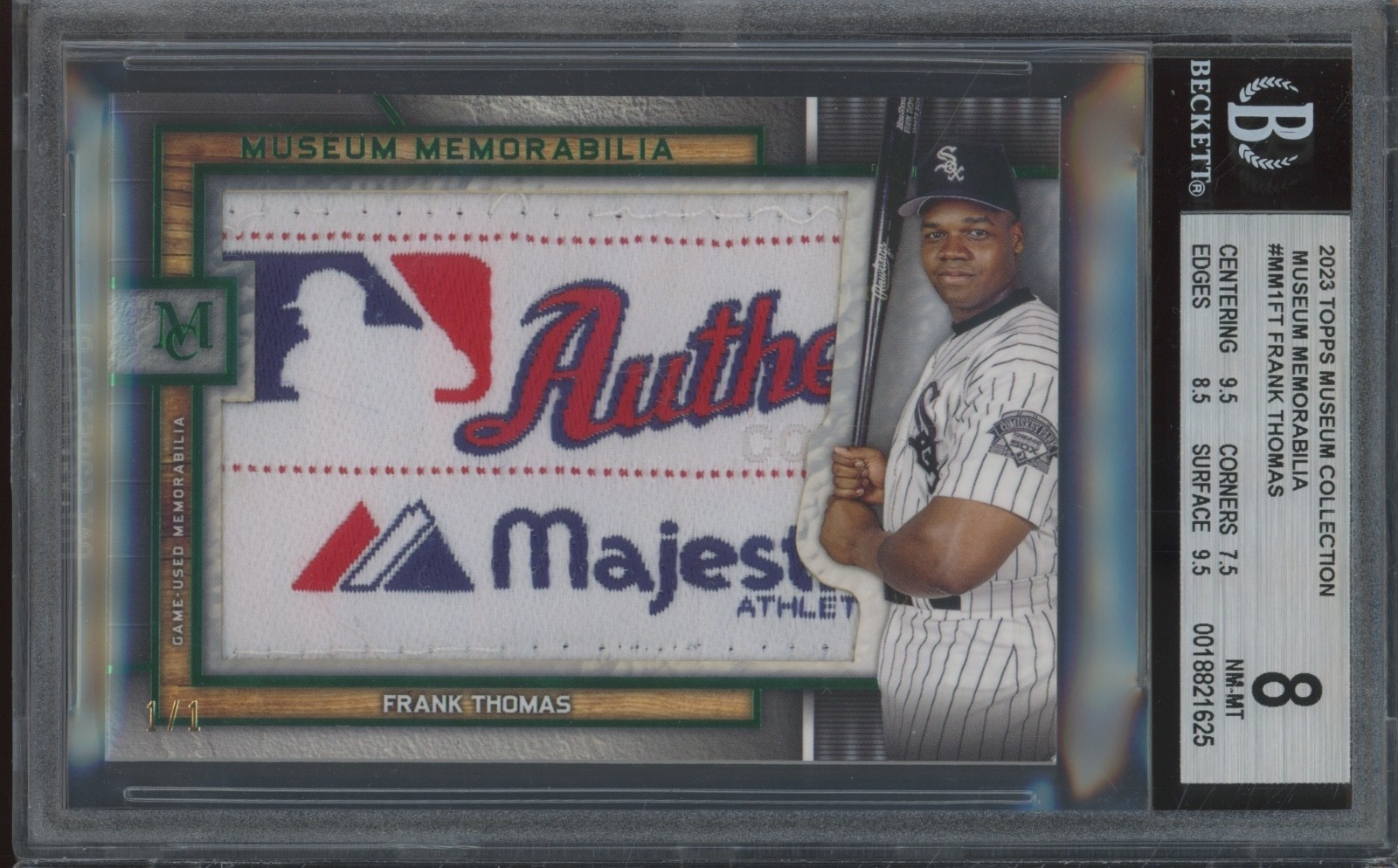 2023 Topps Museum Collection Frank Thomas 1/1 Game Used Laundry Tag BGS 8