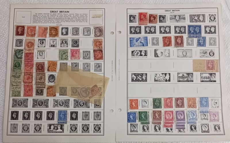 GREAT BRITAIN - LOT OF STAMPS ON ALBUM PAGES - MH & USED - #434