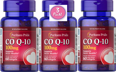 3 Pack CoQ10 100mg Coenzyme 180 Softgels (3x60) RapidRelease Q-Sorb  Q-10 CoQ-10