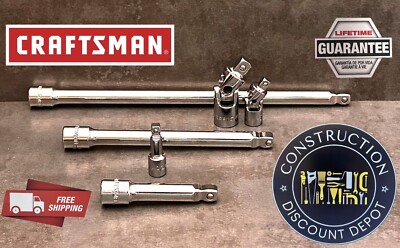 CRAFTSMAN 6pc 1/4 3/8 ratchet wrench WOBBLE socket extension universal flex set 