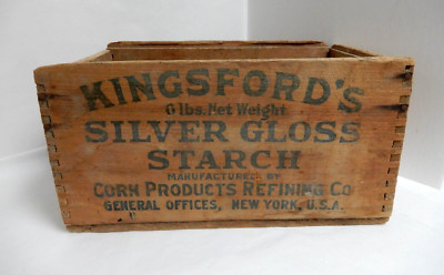 VTG KINGSFORD'S Silver Gloss Starch Wooden Box Corn Products Refining Co