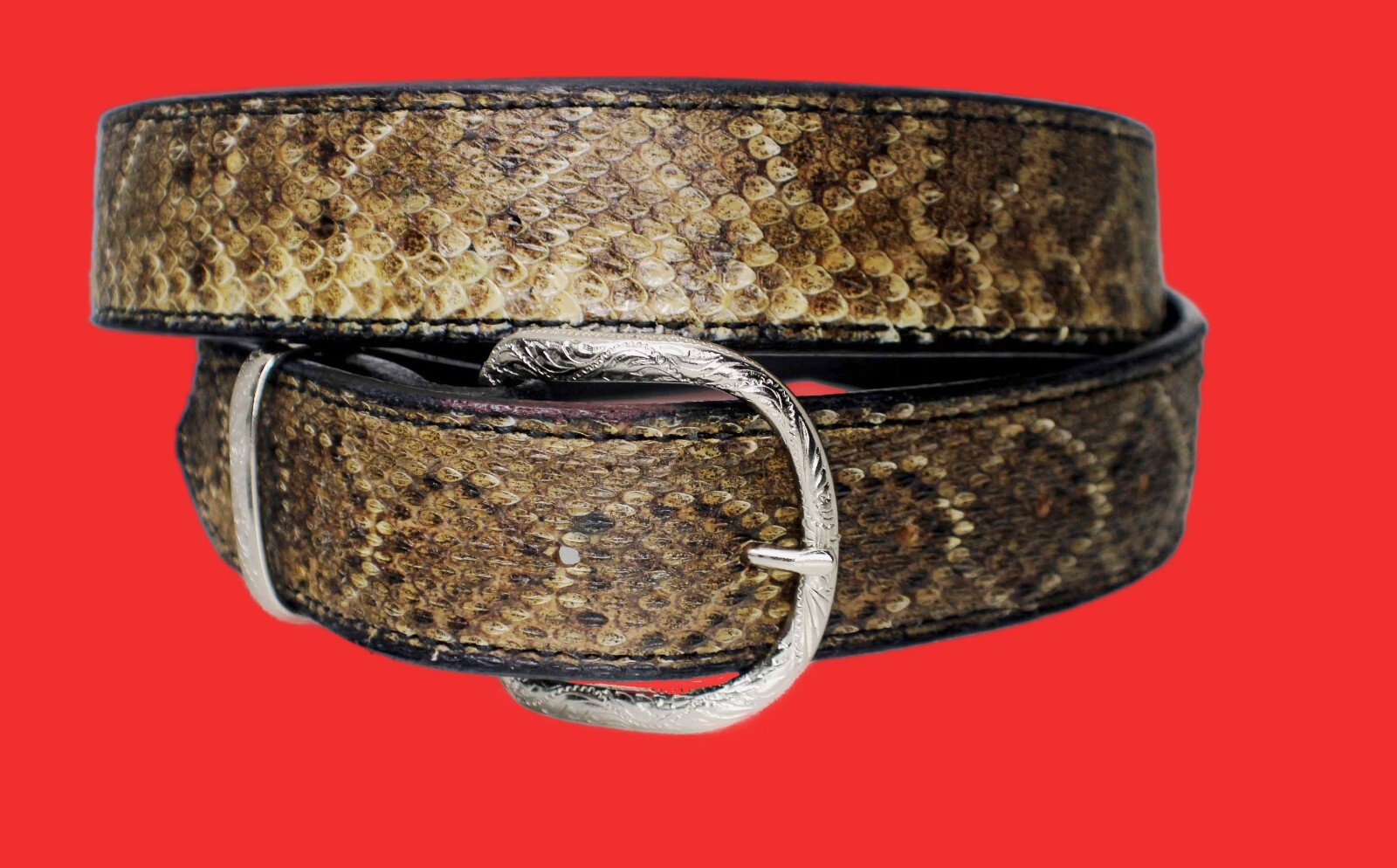 Pre-owned Handmade Mens Leather Belts Custom  Rattle Snake Belt With Silver Color Buckle
