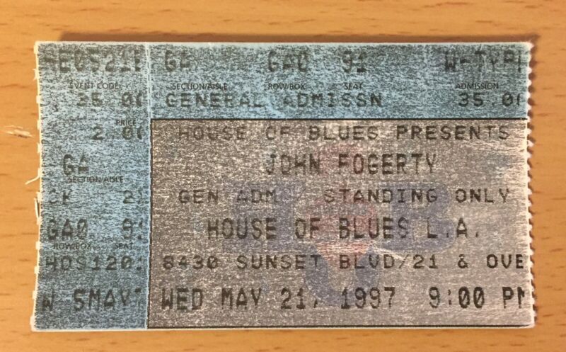1997 JOHN FOGERTY LOS ANGELES CONCERT TICKET STUB CREEDENCE CLEARWATER REVIVAL 3