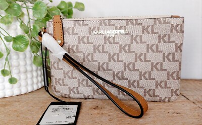 Karl Lagerfeld Paris Faux Leather Wristlet NWT!!! Almond Color 