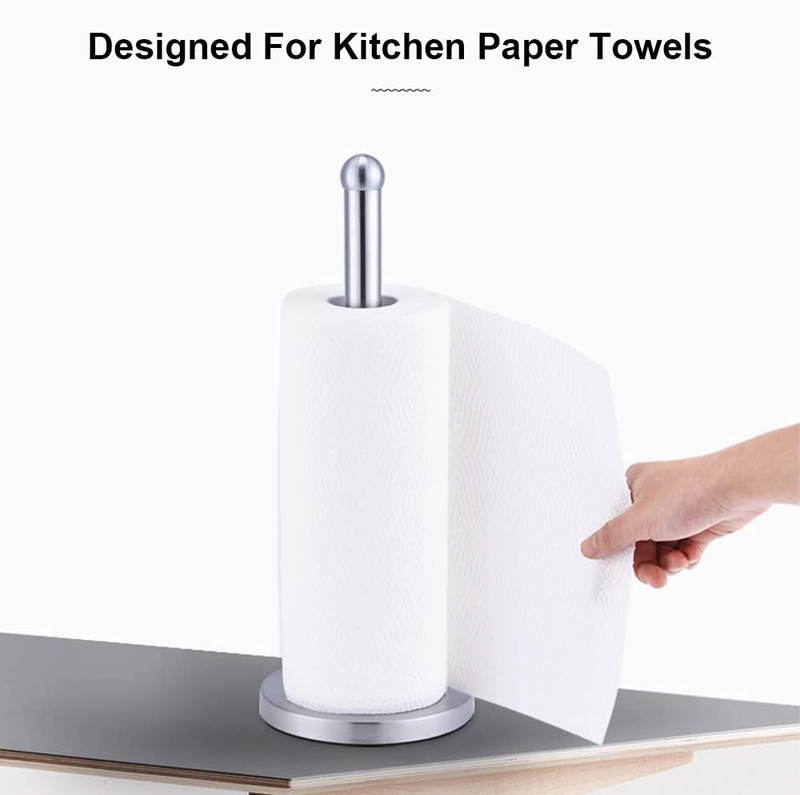 Stainless Steel Paper Towel Holder Stand with Base Vertical Design, Easy One- Ha