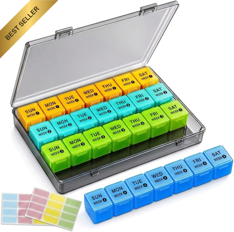 Monthly Pill Organizer 28 Days Pill Box Organized by Week,One Month 4 Weeks Pill