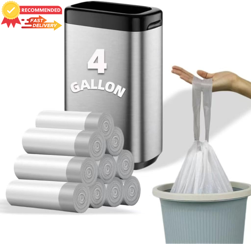 4 Gallon Trash Bags 225 Count, Leak-Proof Mini Bags, Unscented Gray