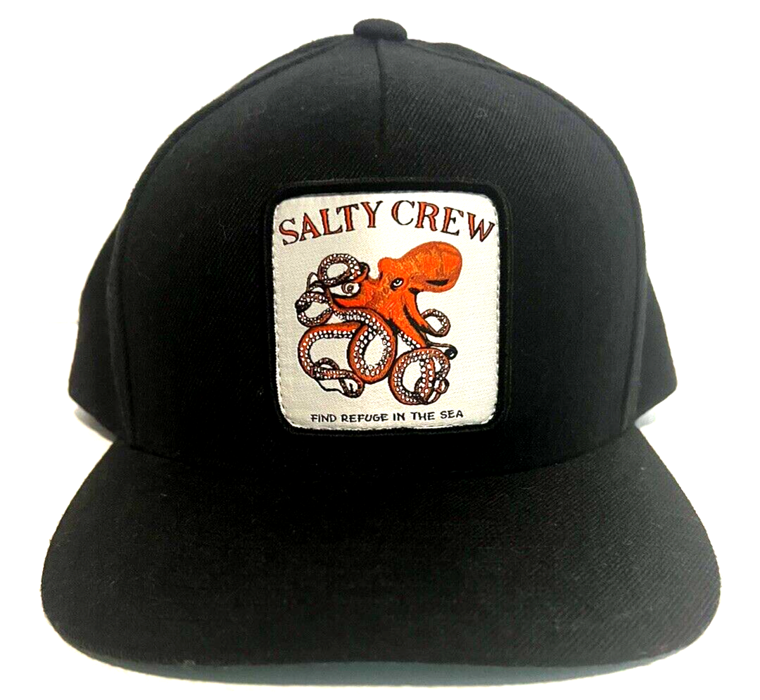 Salty Crew Octopus Black Patch Logo Adjustable Hat Snapback