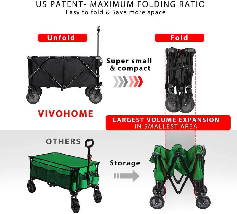 VIVOHOME Heavy Duty 176 Lbs Capacity Collapsible Folding Outdoor Utility Wagon P