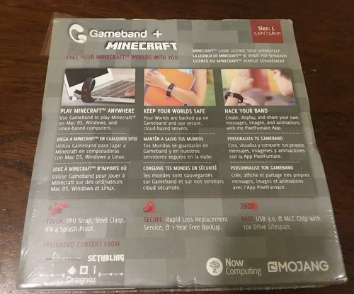 GAMEBAND + Minecraft Wearable Wrist Band Black Large *Read Details*