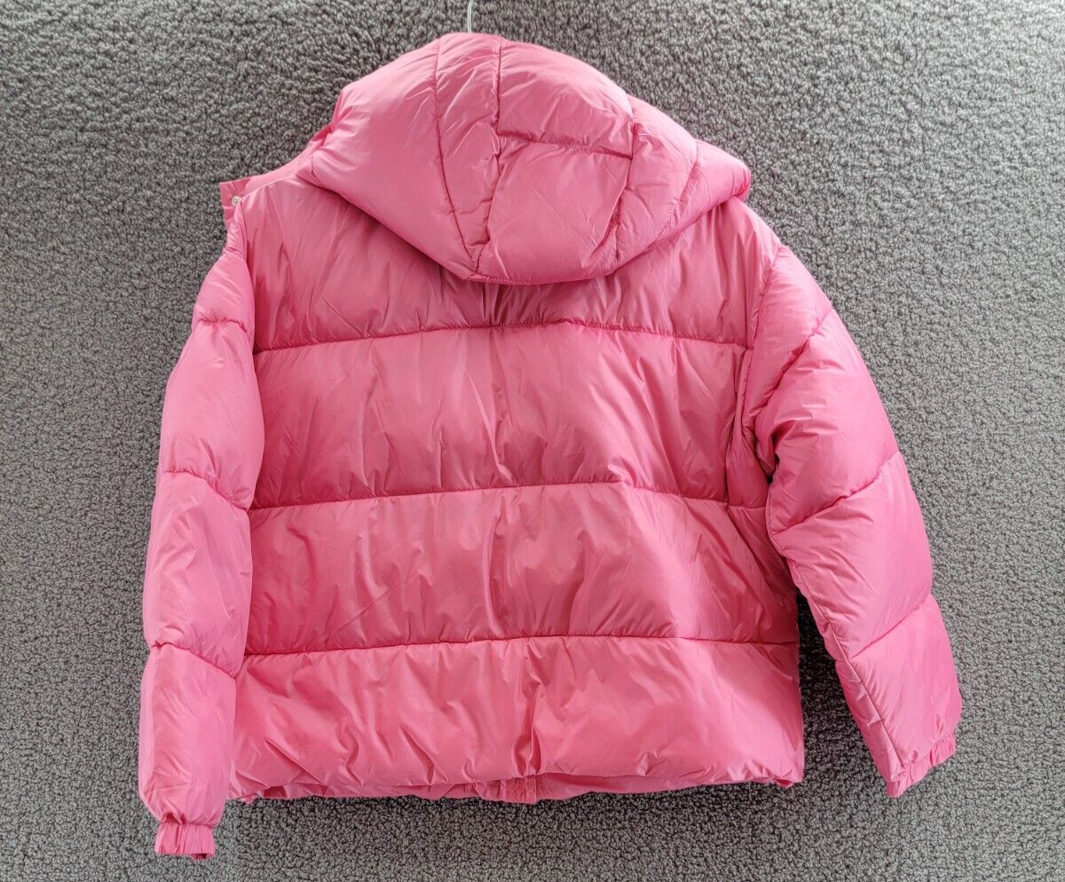 AQUA Cire Wonder Short Puffer Jacket Women's L Punch Pink Zip/Snap Closure L/S~ - Picture 13 of 17
