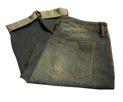 Code Bleu Cropped Jeans Womens High Rise Straight Ankle Cuffed Size 14 Denim