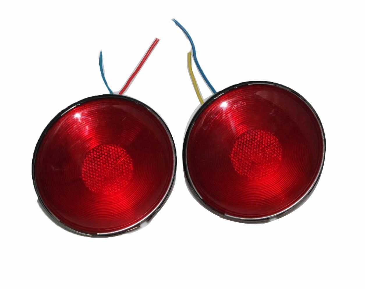 Tail Light With Number Plate Illuminator Pair + Red Lens For Willys Jeeps 