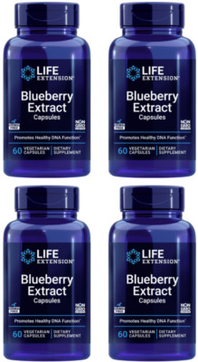 4 PACK Life Extension Blueberry Extract for Healthy DNA Function 60 Veg Capsules