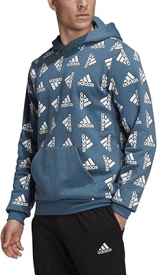 Мужская повседневная флисовая толстовка с принтом Adidas All Over Print, Orbit Indigo, 3XLT