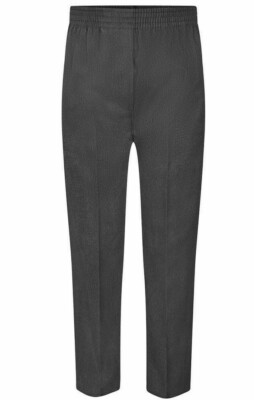 BOYS ALL AROUND FULL ELASTICATED SCHOOL PULL UP TROUSERS~GREY/BLACK~2/3 TO 15/16
