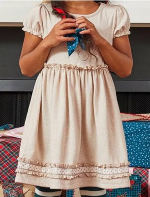 Matilda Jane Fresh Snow Oatmeal Cream Beige Dress Girls Size 14 NWT