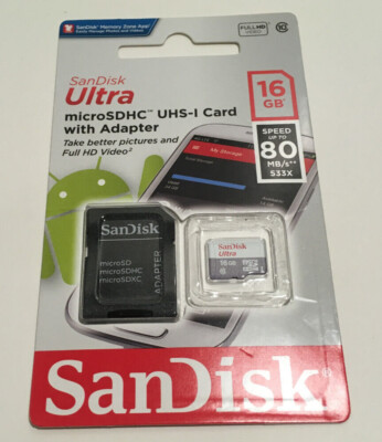 SanDisk Ultra 16GB Micro SD Class 10 microSDHC Memory Card