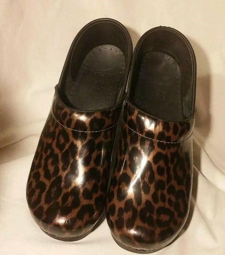 DANSKO Leopard Cheetah Animal Print Patent Leather Clog Size 41 10 10.5 11 Women
