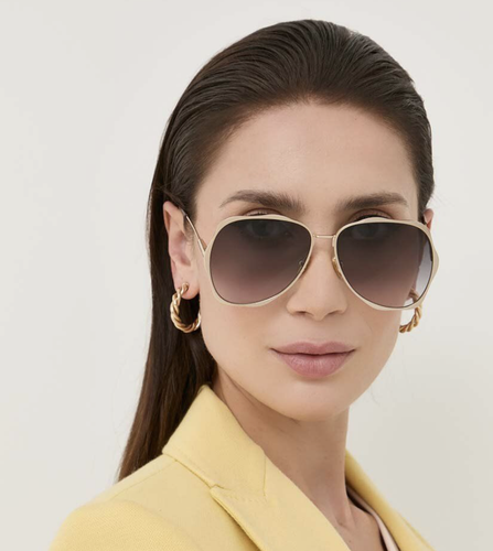 Pre-owned Chloé Chloe Ch0183s-001 Gold-gold Sunglasses In Gray