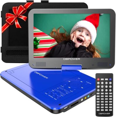 DBPOWER 12'' Portable Car Travel DVD Player with Swivel Screen USB/SD Blue Color