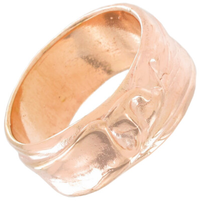 Statement Metal Ring Rose Gold Tone Ribbon Band Sz 7.5