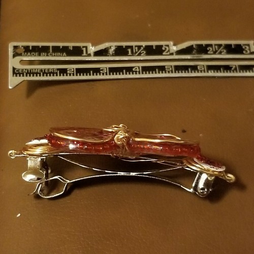 Handmade Red On White Sparkling Heart Barrette 2 1/2