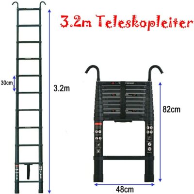 Aluminum Ladder Telescopic Extension Multi-Purpose Scaffold Heavy Duty 10.5-17FT