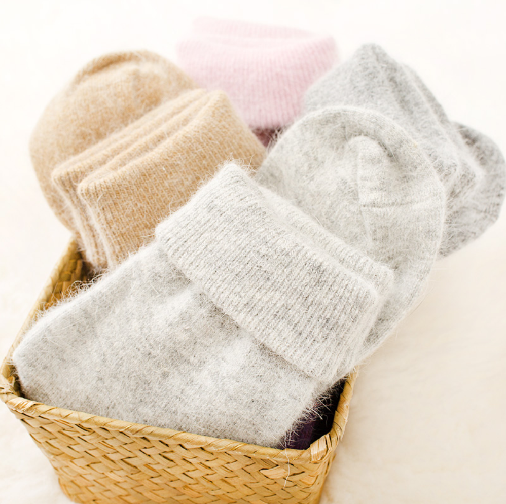 5 Pack Women Wool Angora Casual Solid Boot Warm Thick Crew Socks Fanshion Winter