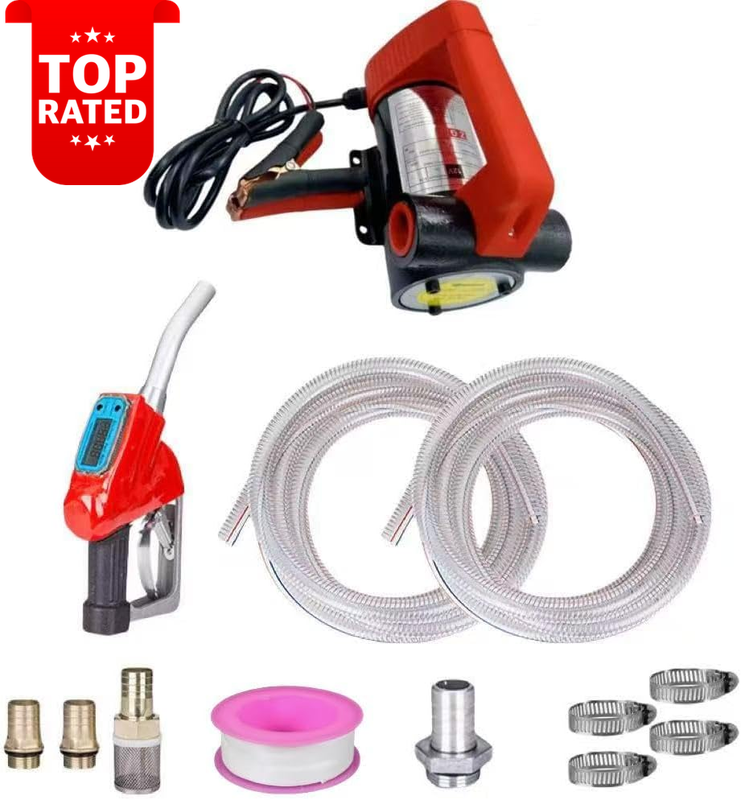 12V DC Portable Electric Fuel Transfer Pump with Digital Display High Flow