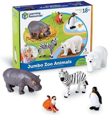 Learning Resources Jumbo Zoo Animals I Monkey, Penguin, Zebra, Polar Bear,... 