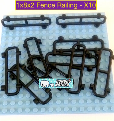 Lego 1x8x2 Fence Black Bar Railing Guard Rail Barrier NEW X10