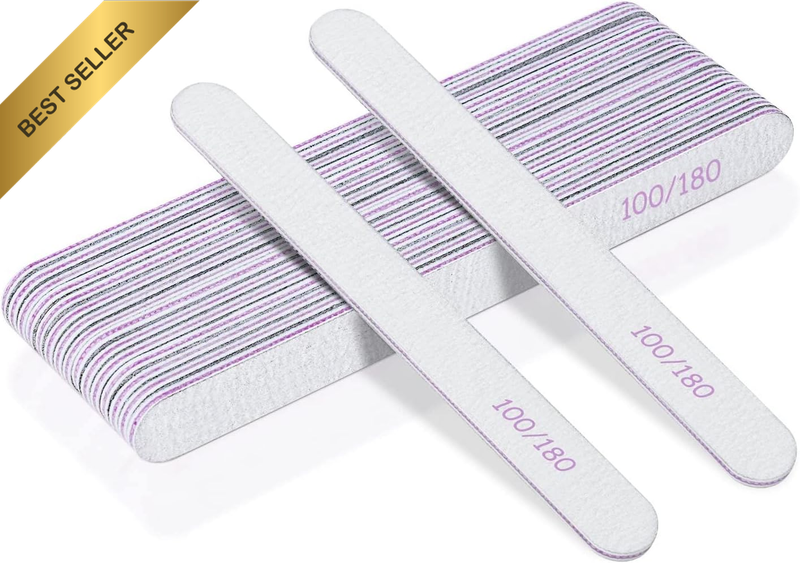 Nail Files, 15Pcs Professional Nail File Set, 100/180 Grit Double-Sided Emery Bo