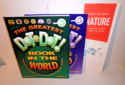 Lot of 3 Bks - Greatest DOT TO DOT Book in the World + Dot Nature / Adults NEW