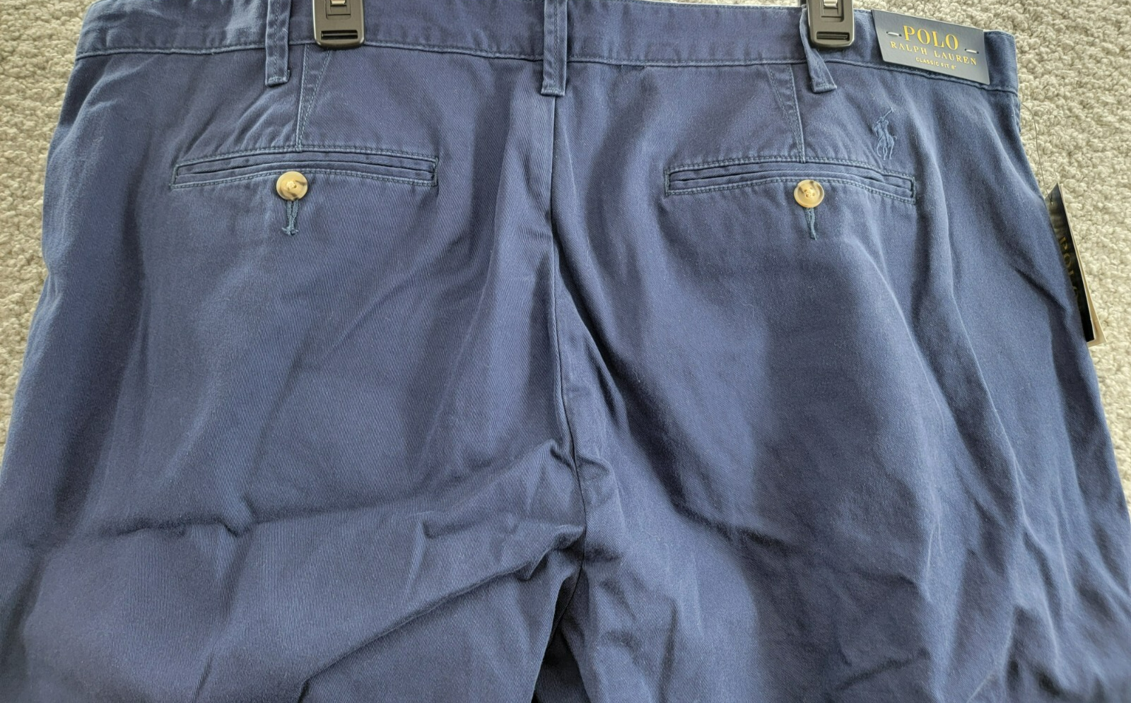 Polo Ralph Lauren Big & Tall Classic-Fit Chino Shorts Men's 42T Navy Button Zip - Picture 15 of 18