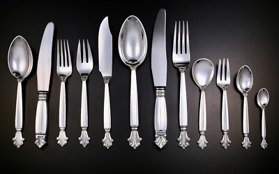 ACANTHUS Besteck 925er Silber Silberbesteck 12 Personen Georg Jensen 144 Teile