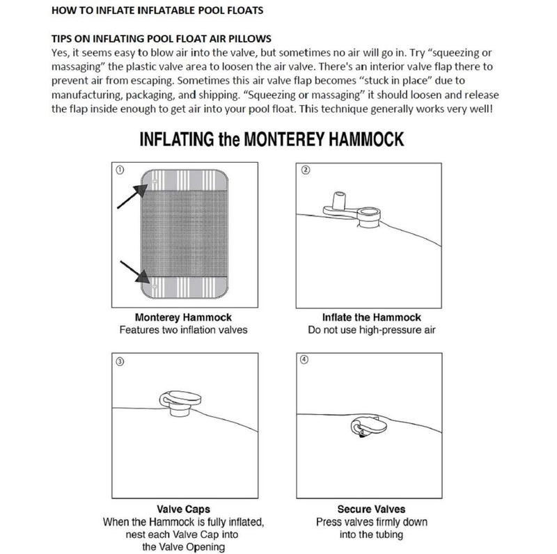 Aqua Deluxe Monterey Hammock, 4-in1- Multi-Purpose Inflatable Pool Float, Portab