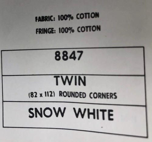 VINTAGE BATES QUEEN ELIZABETH SNOW WHITE 100% COTTON BEDSPREAD TWIN NRFB,MIB