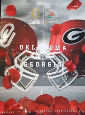 2018 ROSE BOWL OFFICIAL GAME PROGRAM PLAYOFFS OKLAHOMA SOONERS GEORGIA BULLDOGS