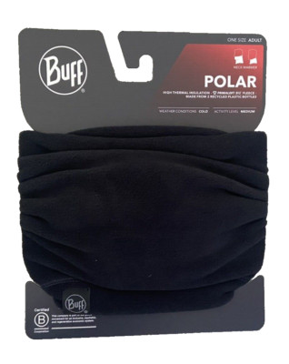 NWT BUFF Fleece Polar Neck Warmer Gaiter One Size Adult Black - Recycled Bottles