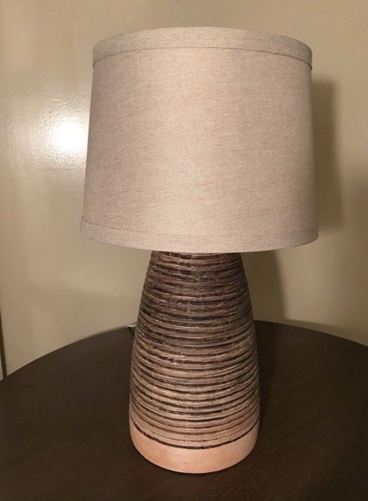 Antique Brown Ceramic Lamp, Clay Lamp, Rustic Lamp, Lighting, Coral Trim Lamp