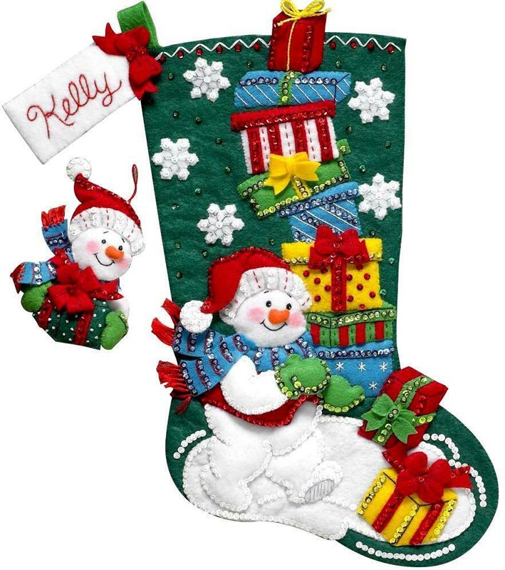 DIY Bucilla Snowman with Presents Gifts Christmas Felt Stocking Kit