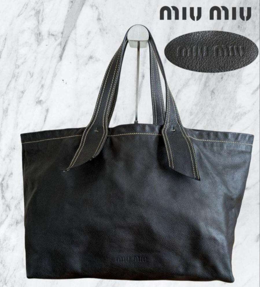 バッグ 00s Miu Miu archive leather tote bag Miu Miu Archive Leather Tote Bag Black 90s Y2K H11