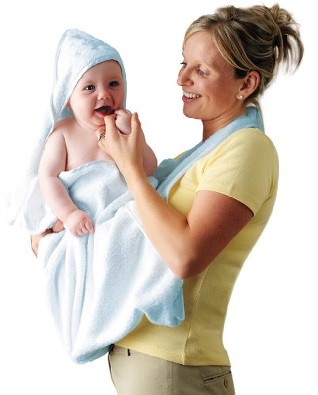 Clevamama Splash and Wrap Baby Bath Towel (Soft Cotton, Blue)