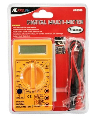 ATE PRO 7 FUNCTION LCD DIGITAL MULTI-METER AC DC RESISTANCE AMPERAGE VOLTAGE 